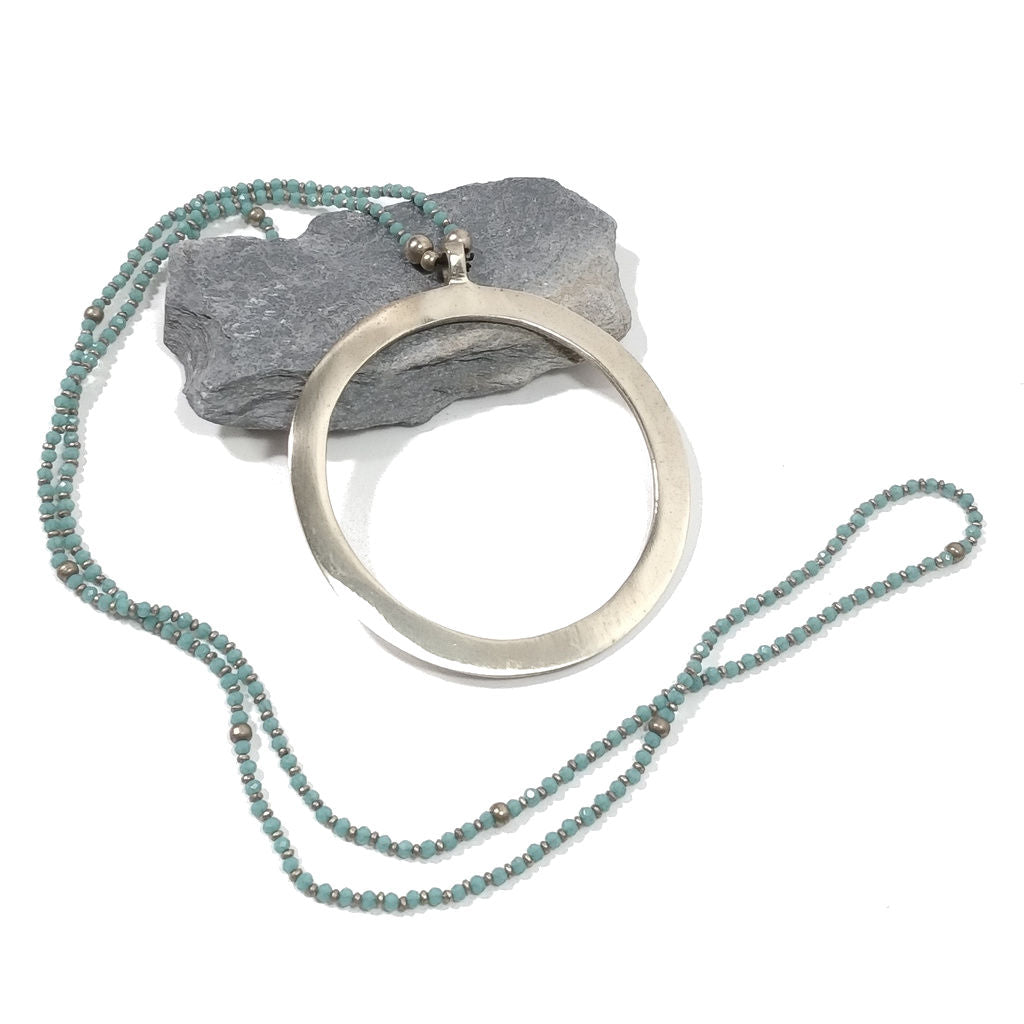 Collana lunga color TURCHESE artigianale in ottone Collana ETNICA | COLLANE IN OTTONE