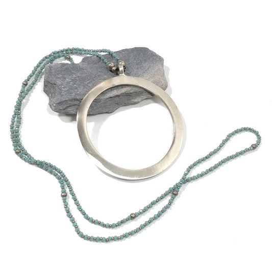 Collana lunga color TURCHESE artigianale in ottone Collana ETNICA | COLLANE IN OTTONE