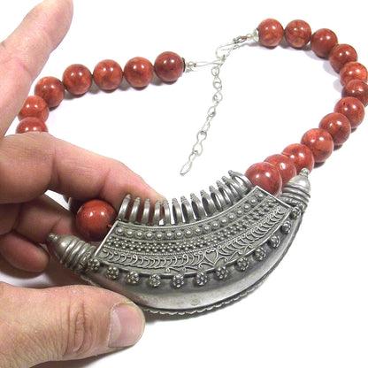 COLLANA con pietra - madrepora PORTAPREGHIERE argento 925