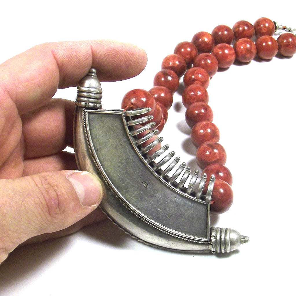 GIOIELLI | COLLANA con pietra - madrepora PORTAPREGHIERE argento 925