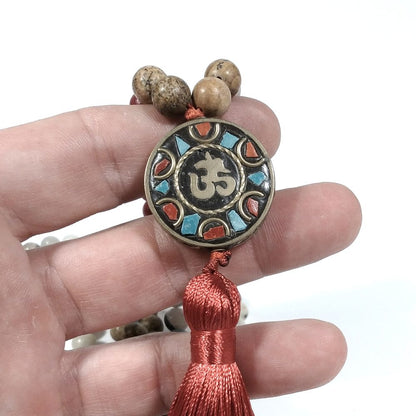 Japa Mala - semi e legno - Agata - Pata vitrea Legno Fossile | GIOIELLI ETNICI