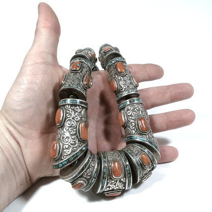 Collana TIBETANA in argento antico con corallo rosso – immagine7