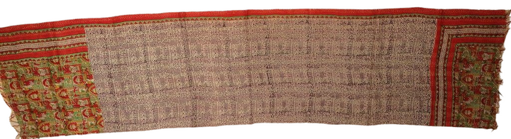 Sciarpa KANTHA con tessuti vintage misto seta ricamo a mano rosso - nero - grigio