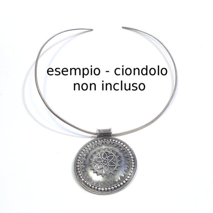 COLLANA girocollo rigido sottile in argento anticato