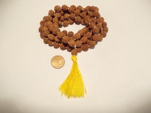 Japa Mala - 5 mukhi Rudraksha 108 giallo – immagine4