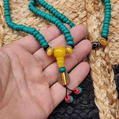 Japamala color TURCHESE 8 mm - Rosario tibetano di BUON AUSPICIO