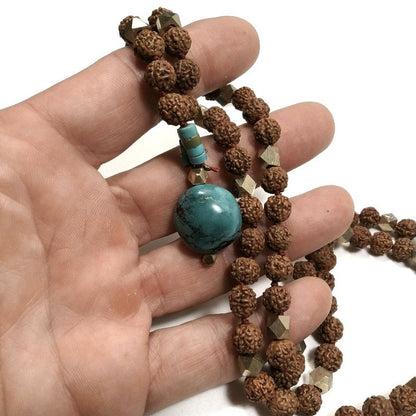 Collana ETNICA | Collana artigianale con TURCHESE e Rudraksha | JAPAMALA