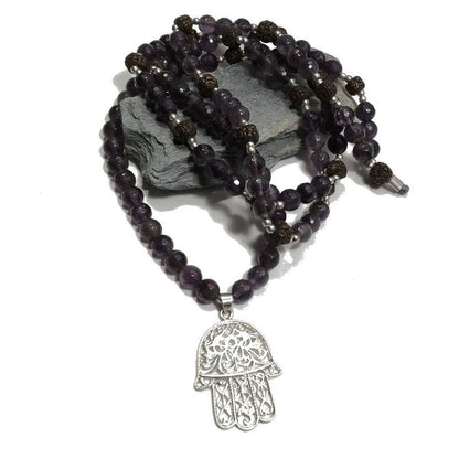 Collana artigianale in argento 925 Collana con pietra Ametista | MANO DI FATIMA