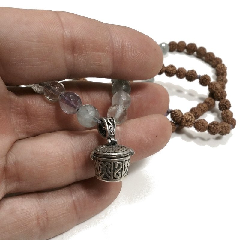 Collana ETNICA | Collana artigianale con FLOURITE e Rudraksha | JAPAMALA