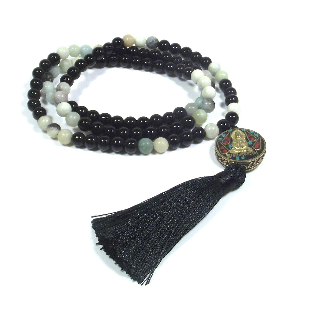 Japa Mala etnica con ciondolo raffigurante BUDDHA
