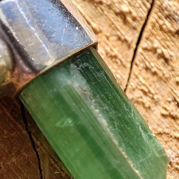 Mono orecchino in argento 925 con Tormalina verde - Pezzo unico