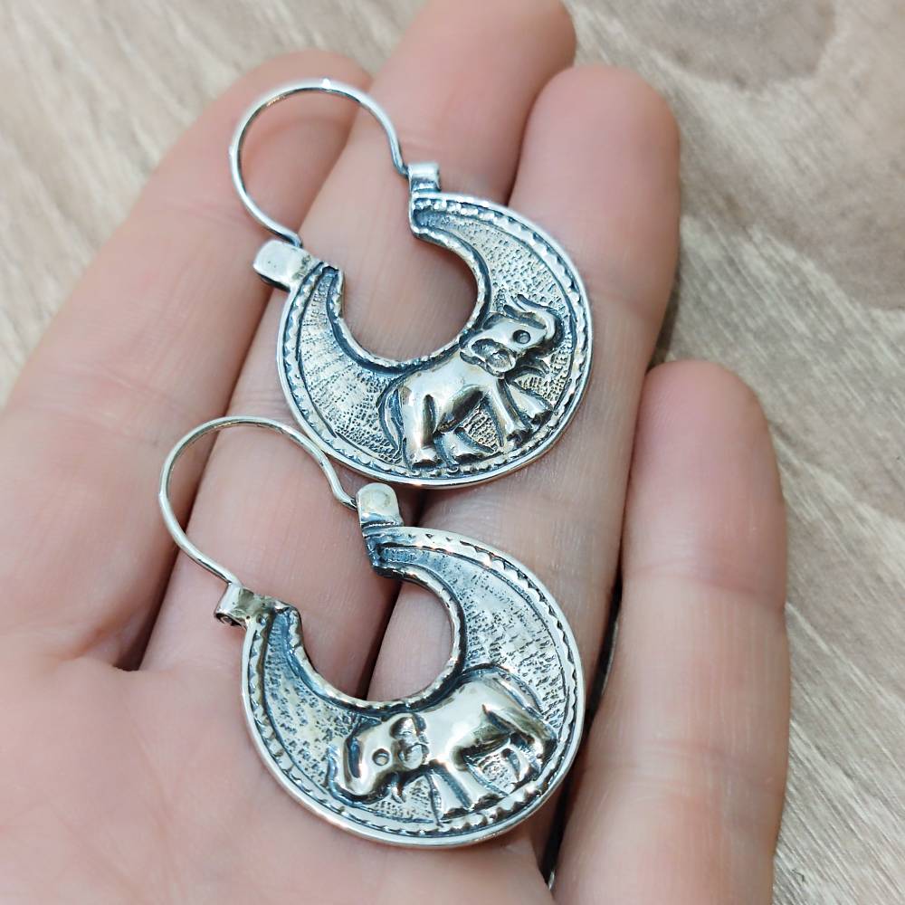 ORECCHINI con elefante in argento 925 - MYANMAR