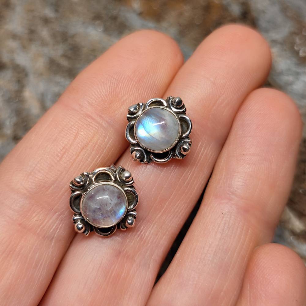 ORECCHINI etnici con pietra in argento 925 - DHASA