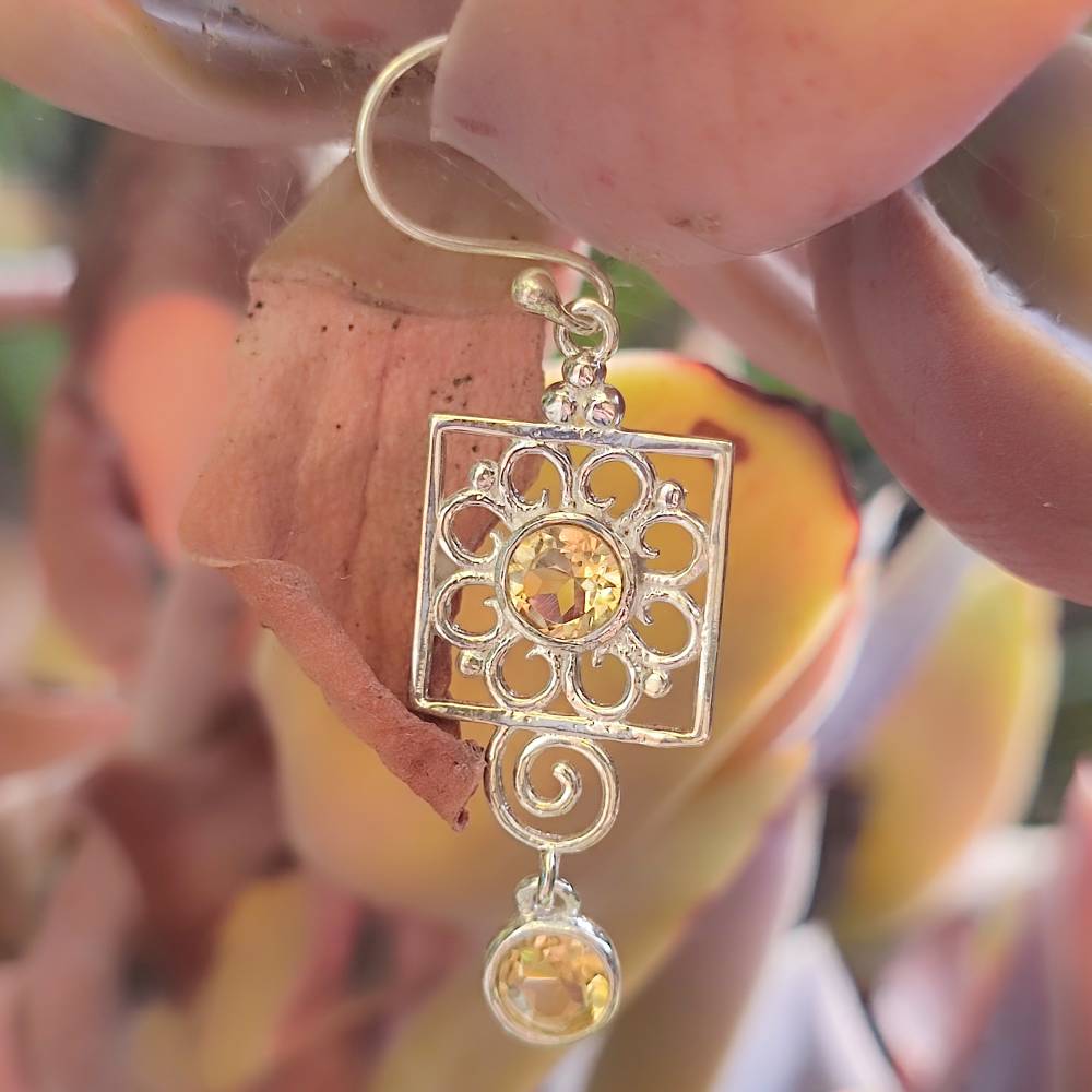 ORECCHINI etnici con pietra in argento 925 - BARAGHAT