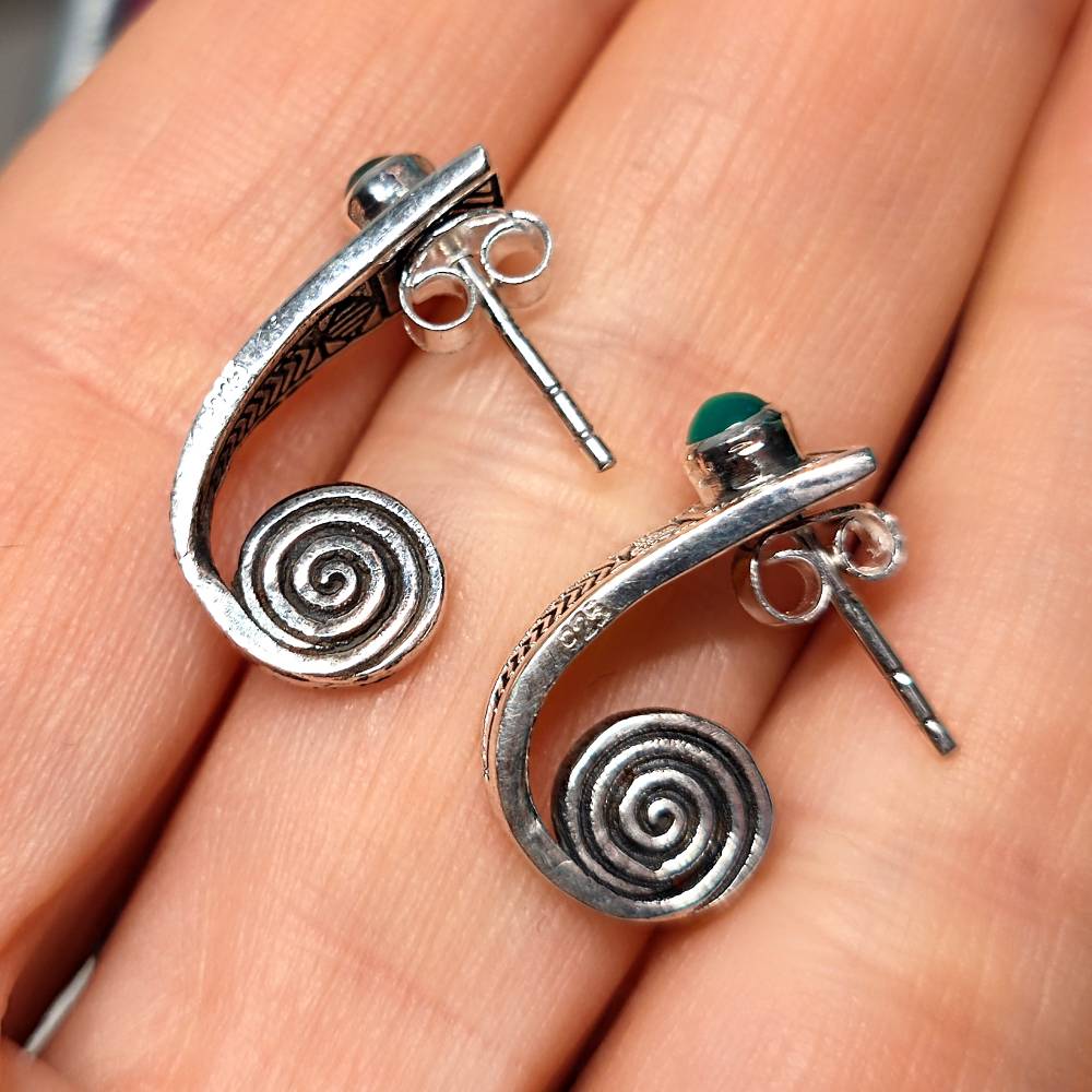 ORECCHINI etnici con pietra in argento 925 - DAHEGAM