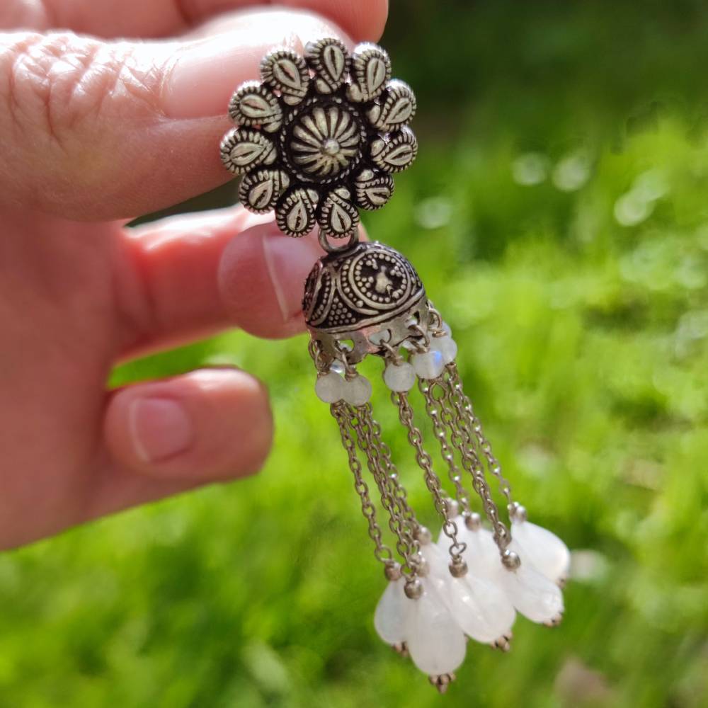 ORECCHINI indiani DAMODAR in argento 925 con pietra