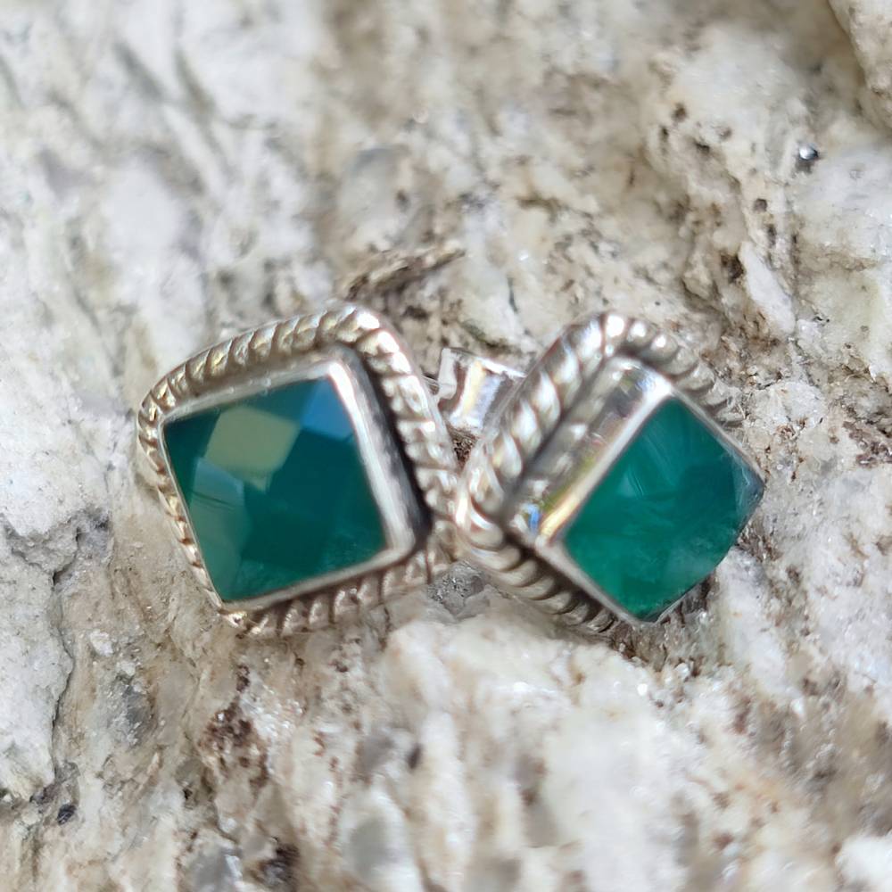 ORECCHINI etnici con pietra in argento 925 - DUDUKA