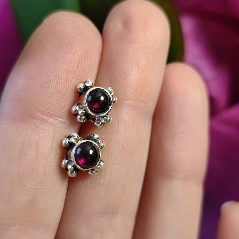 ORECCHINI etnici con pietra in argento 925 - JADAL