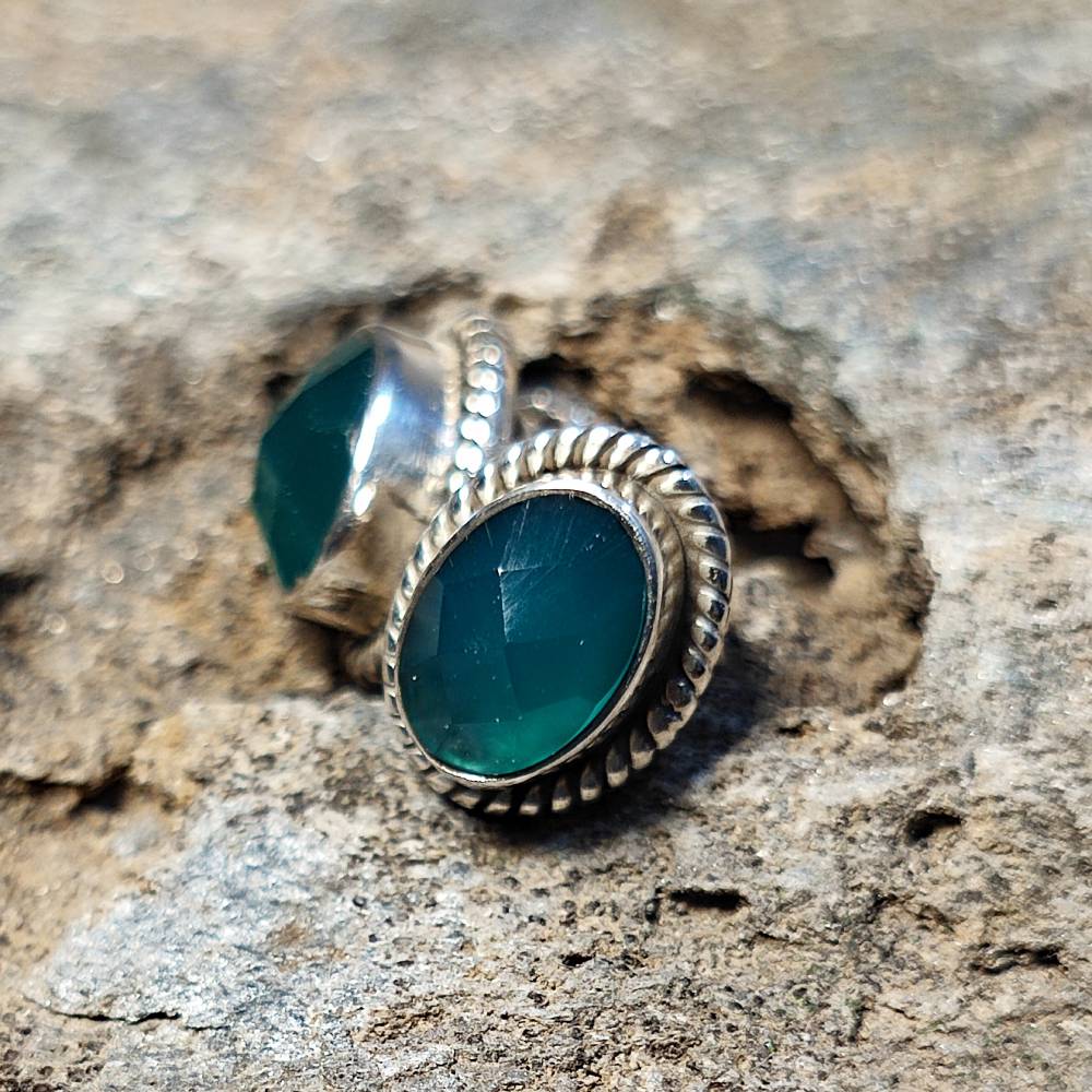 ORECCHINI etnici con pietra in argento 925 - PRANTIJ