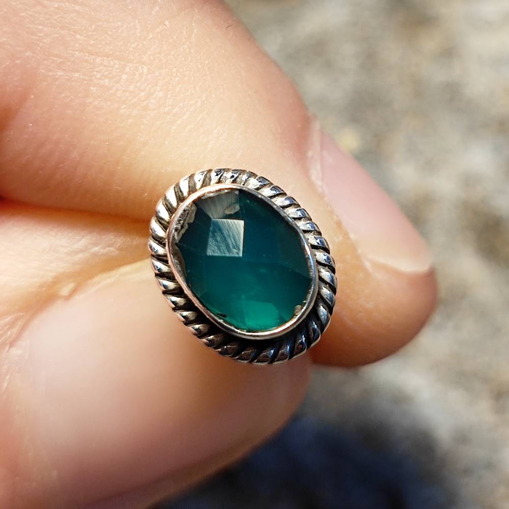 ORECCHINI etnici con pietra in argento 925 - PRANTIJ