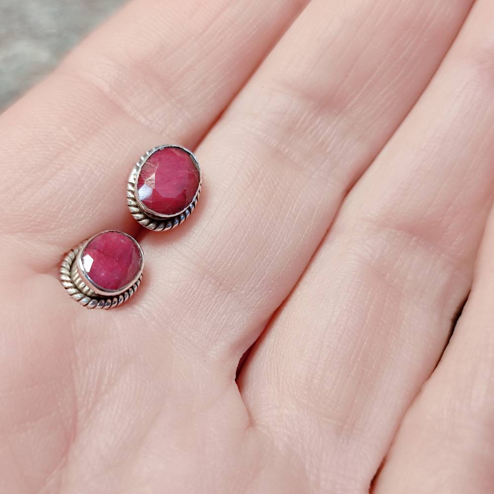 ORECCHINI etnici con pietra in argento 925 - PRANTIJ