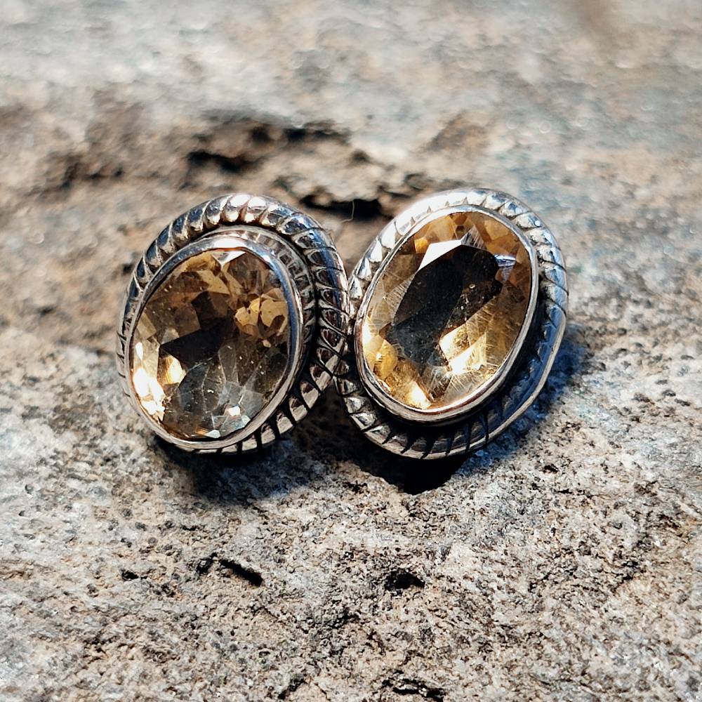 ORECCHINI etnici con pietra in argento 925 - PRANTIJ