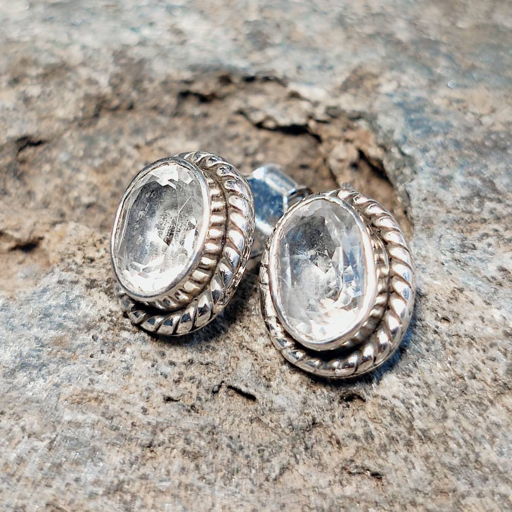 ORECCHINI etnici con pietra in argento 925 - PRANTIJ