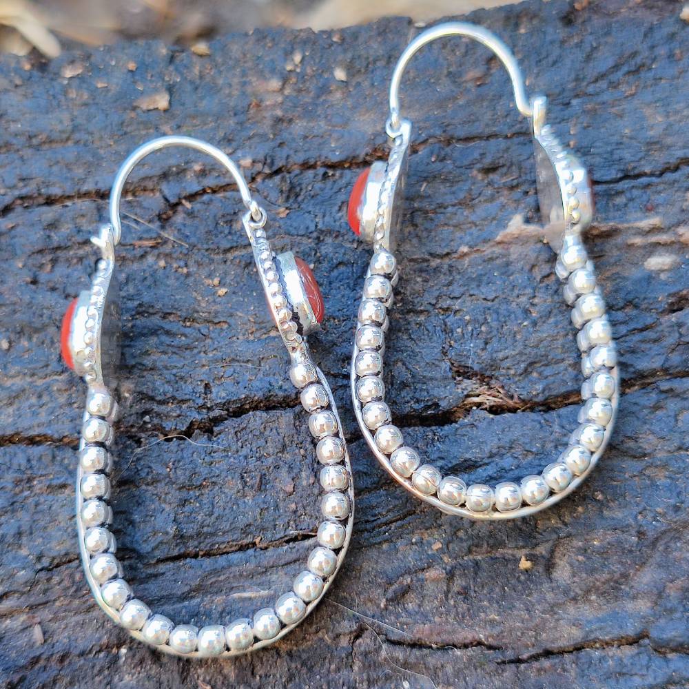 ORECCHINI etnici argento 925 con pietra - SAILA