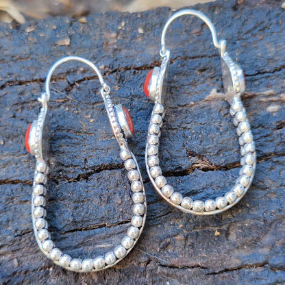 ORECCHINI etnici argento 925 con pietra - SAILA