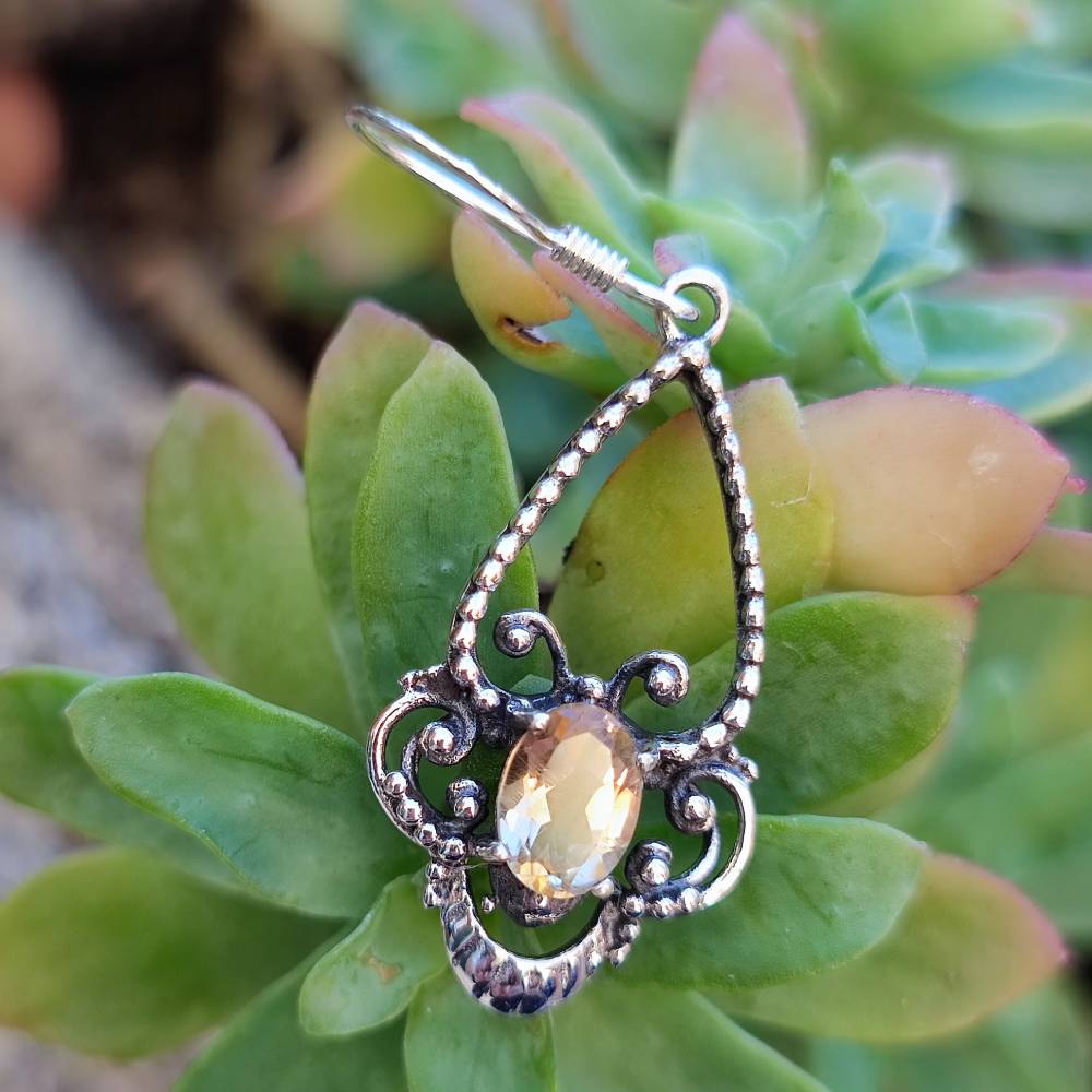 ORECCHINI etnici con pietra in argento 925 - SIHOR