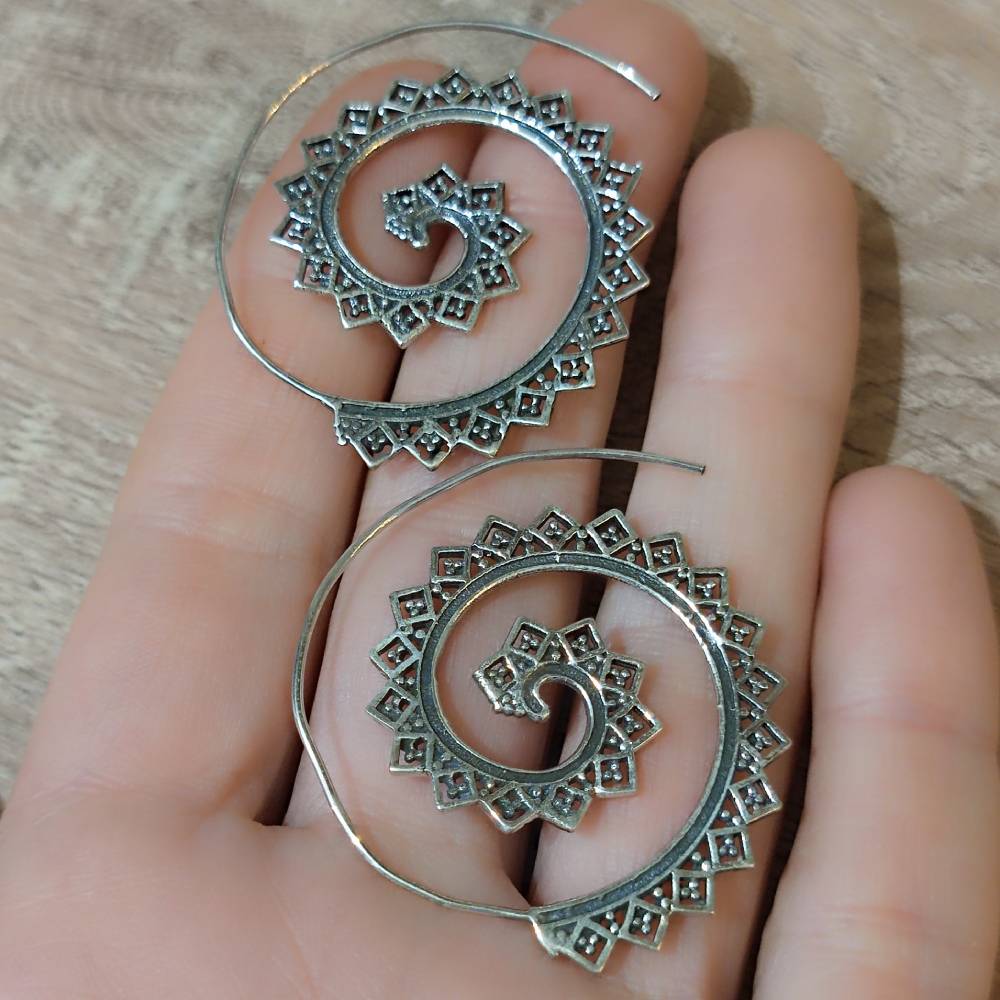 ORECCHINI etnici a spirale in argento 925 - SARSARA