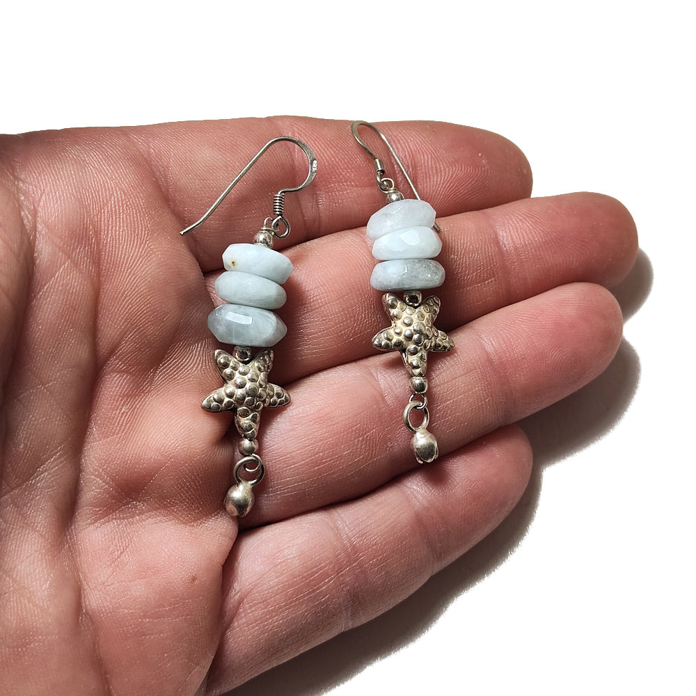 Orecchini acquamarina milk e stella marina - NAUTILUS