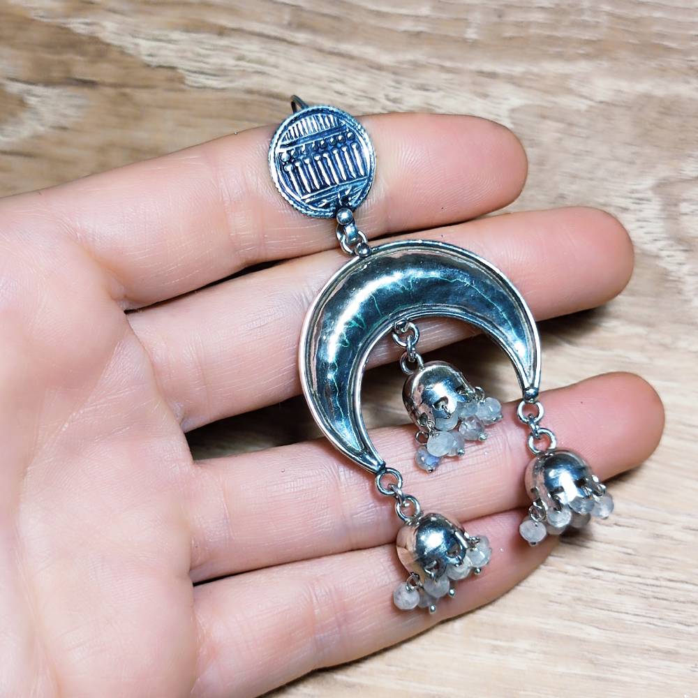 ORECCHINI etnici argento 925 con pietra - KARMANDI