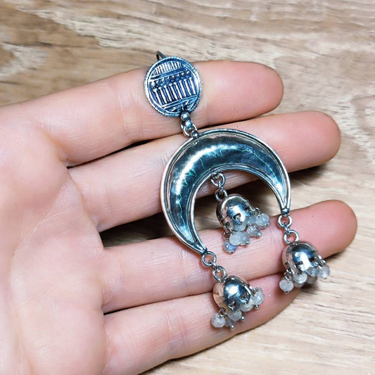 ORECCHINI etnici argento 925 con pietra - KARMANDI