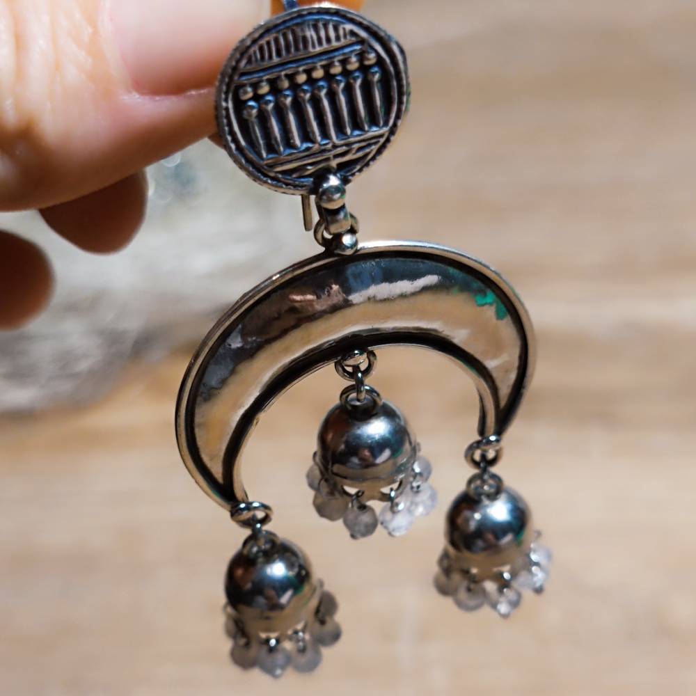 ORECCHINI etnici argento 925 con pietra - KARMANDI