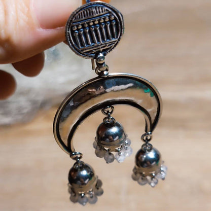 ORECCHINI etnici argento 925 con pietra - KARMANDI