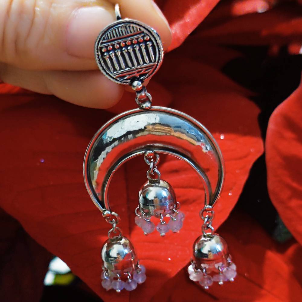 ORECCHINI etnici argento 925 con pietra - KARMANDI