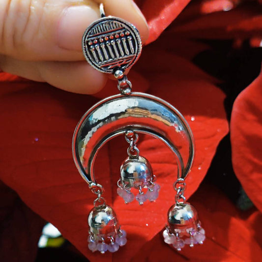 ORECCHINI etnici argento 925 con pietra - KARMANDI