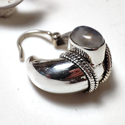 ORECCHINI bombati indiani a cerchio argento con Labradorite