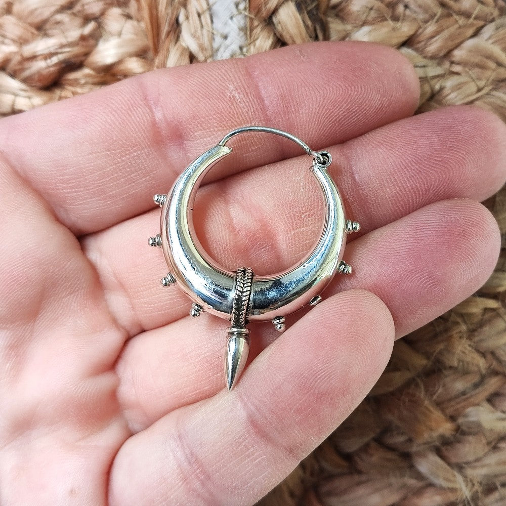 orecchini cerchio con zirconi donna grande in acciaio inox a color argento da