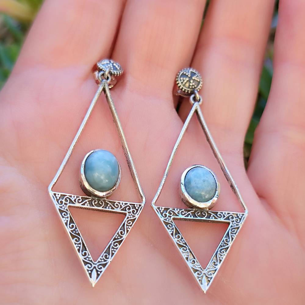 ORECCHINI etnici con pietra in argento 925 - MAKRAI