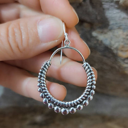 ORECCHINI a cerchio etnici in argento 925 - ARJUNDA