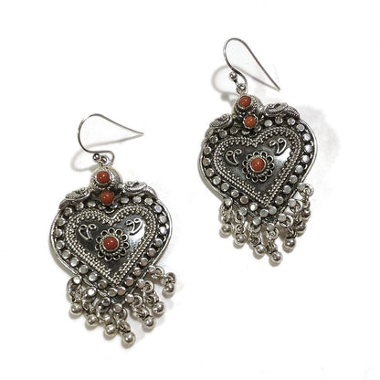 ORECCHINI CUORE etnico in argento 925 con pietra JAVEEN