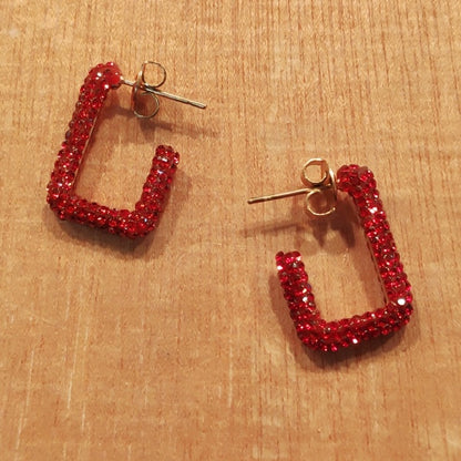 ORECCHINI con strass in acciaio 316 L Chirurgico ORECCHINI | Rettangolare – immagine6