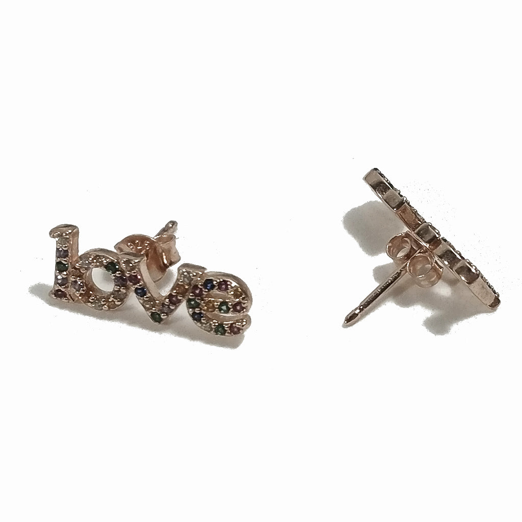 ORECCHINI Argento 925 dorato rosa ORECCHINI Zircone colorato | ORECCHINI LOVE
