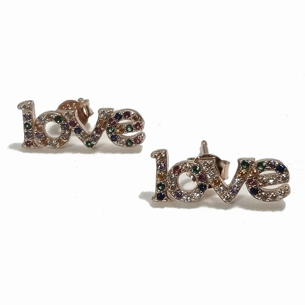 ORECCHINI Argento 925 dorato rosa ORECCHINI Zircone colorato | ORECCHINI LOVE