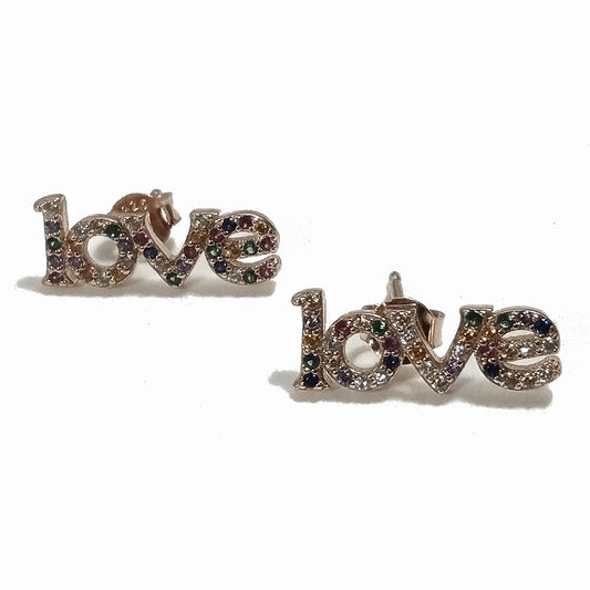 ORECCHINI Argento 925 dorato rosa ORECCHINI Zircone colorato | ORECCHINI LOVE