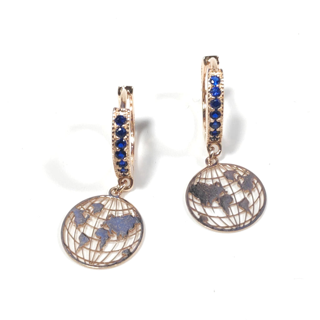 ORECCHINI  Argento 925 dorato rosa ORECCHINI  Zircone colorato, | Mappamondo