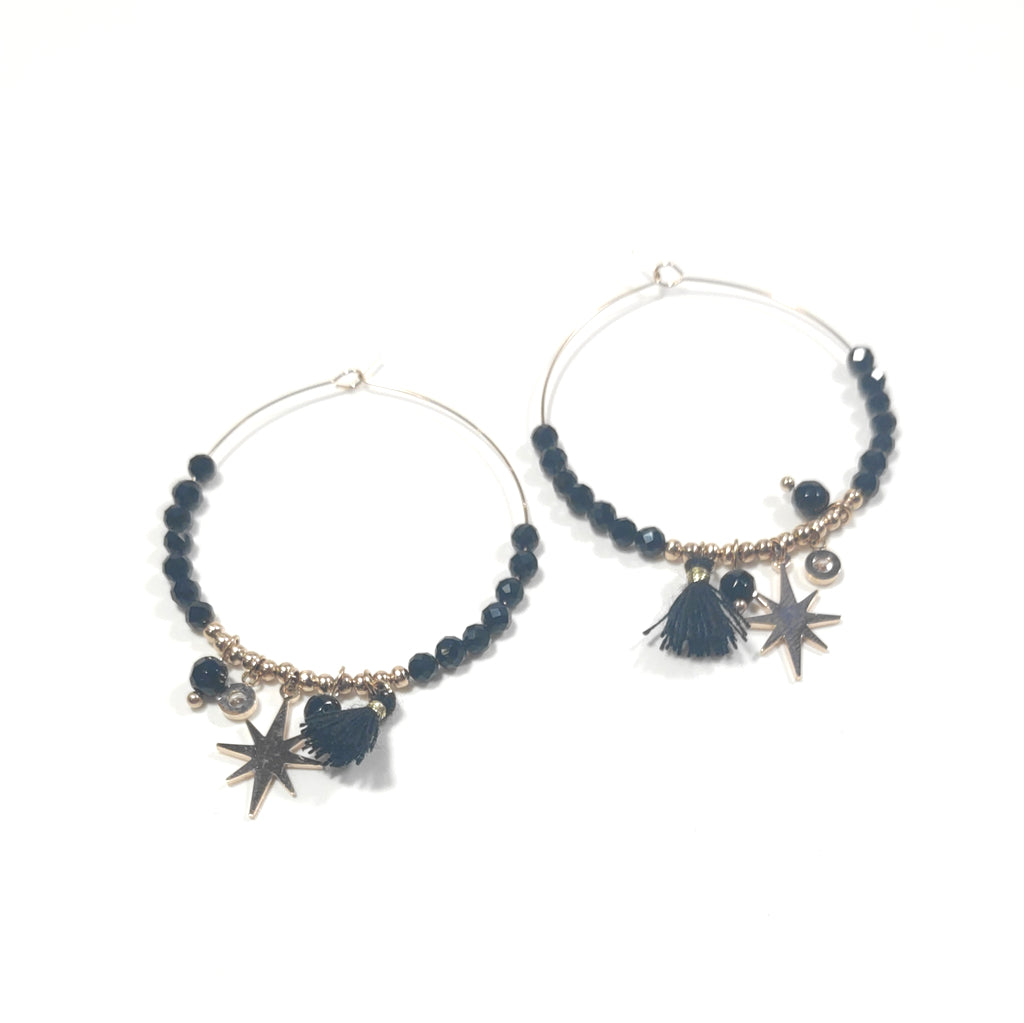 ORECCHINI acciaio 316 L Chirurgico rosèORECCHINI Zircone,Onice nero, | Cerchio