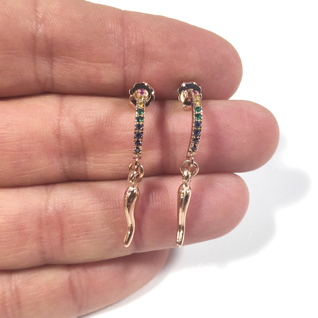 ORECCHINI Argento 925 dorato rosaORECCHINI Zircone colorato, | CORNETTO